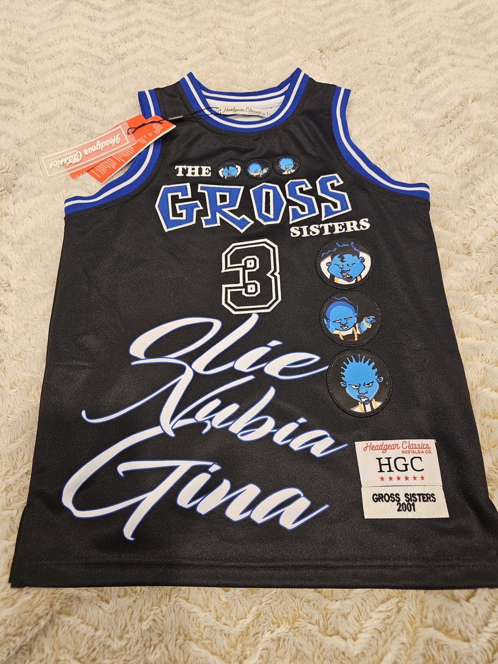 NWT The Gross Sisters Black & Blue Kids Basketball Jersey by Hedgren Classics